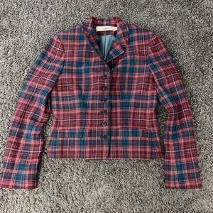 Vintage 60s Young Pendleton Blazer Jacket Womens 3 - 4 Plaid Wool Made in USA